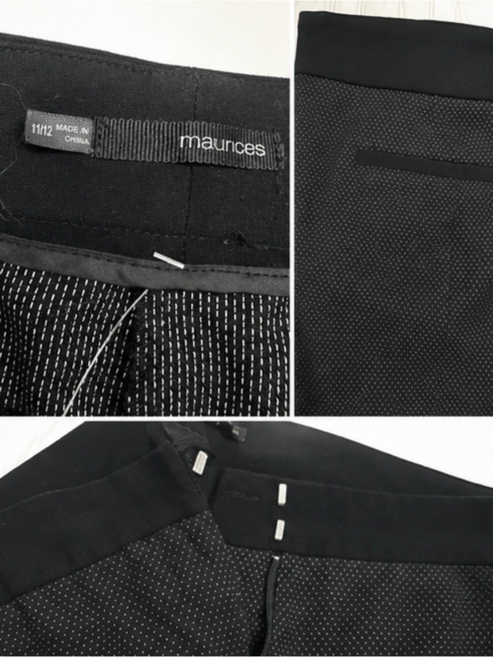 Maurices Black Micro Dot Dress Pants Size 11/12